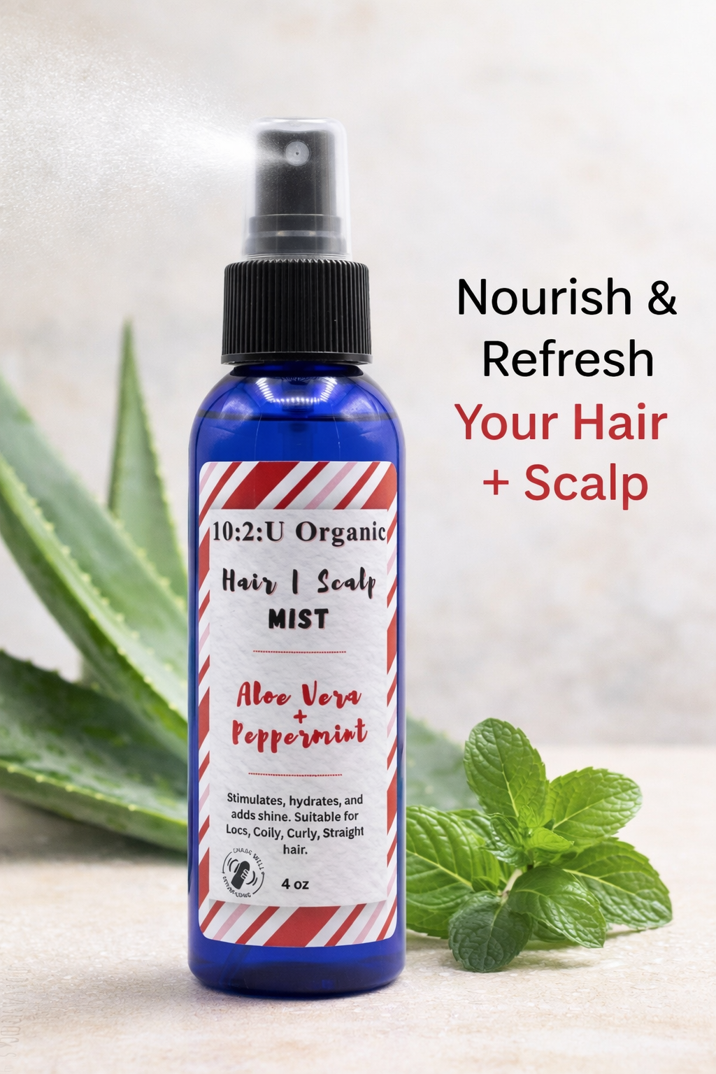 Stimulate Spray – Hydrating & Cooling Mist for Braids, Locs & Protective Styles – Alcohol-Free Formula with Peppermint,  – Stimulate Hair & Scalp 4oz