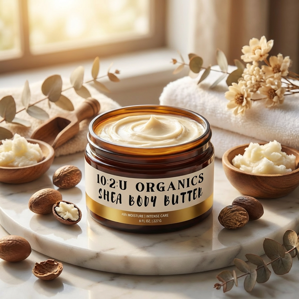 Handmade Firm Organic Shea Body Butter 8oz with infused Aloe Vera Gel and Pineapple for scars, stretch marks, and blemishes.