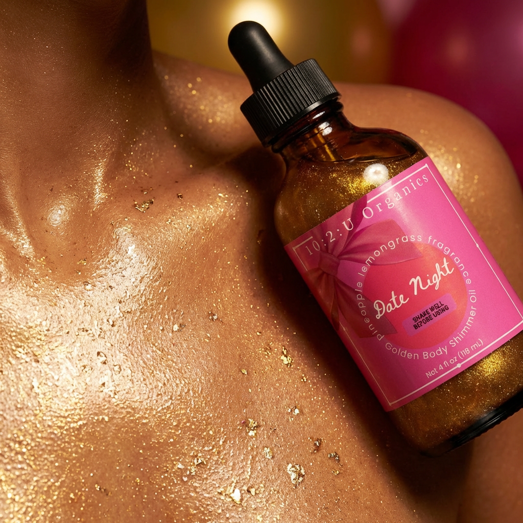 Shimmering Body Oil Created for Melanin Rich Skin, Illuminates Skin with Finishing Touch of Shimmer for Glowing Skin 4oz