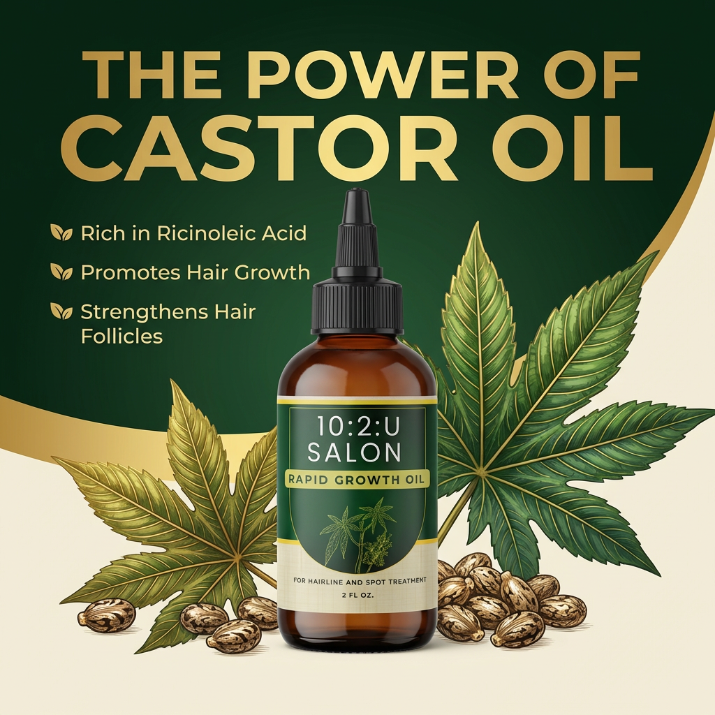 Handcrafted Blends of Organic Castor Oil with Rosemary - 2 FL Oz Scalp, Hair& Skin for All Hair Types