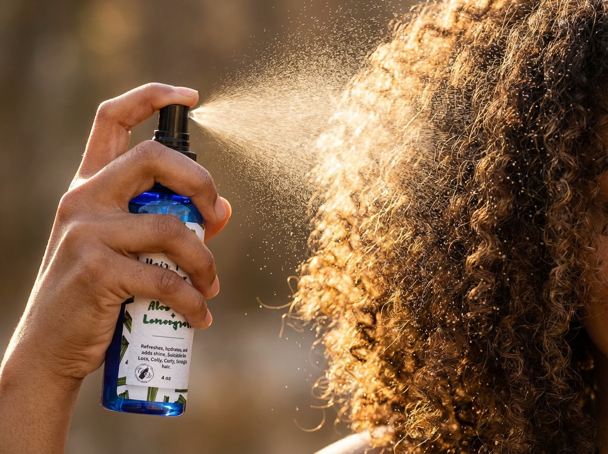 Refreshing Spray – Hydrating & Cooling Mist for Braids, Locs & Protective Styles – Alcohol-Free Formula with Lemongrass,  –Refresh Hair & Scalp 4oz
